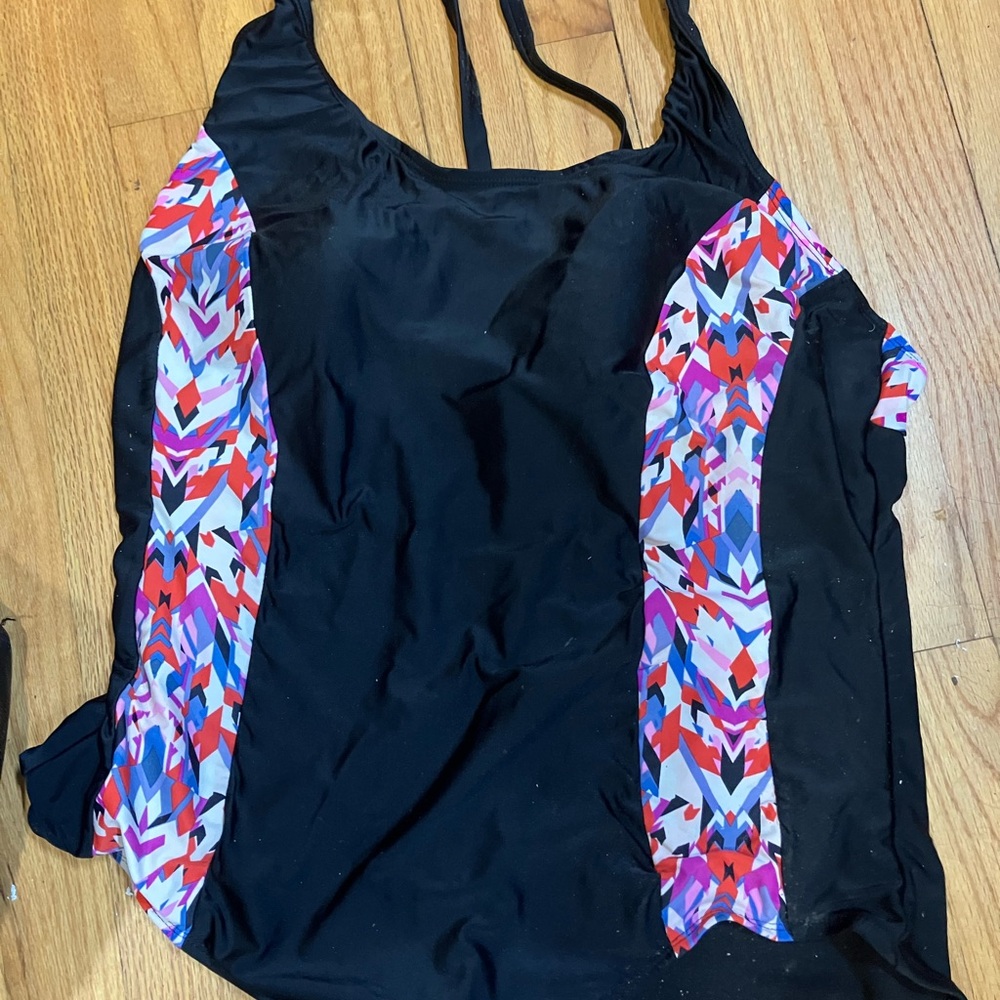 Catalina Black One Piece with Colorful Pattern